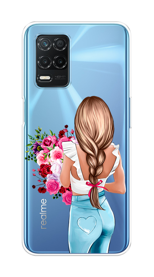 

Чехол на Realme 8 5G "Девушка с цветами", Коричневый;розовый;бирюзовый, 257050-6