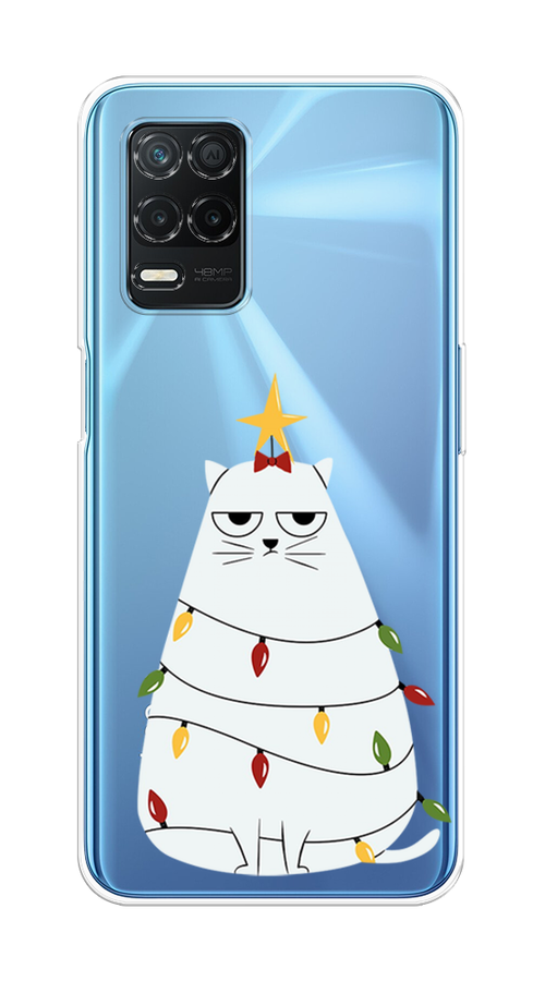 

Чехол на Realme 8 5G "Котик в гирлянде", Белый;красный;желтый, 257050-1