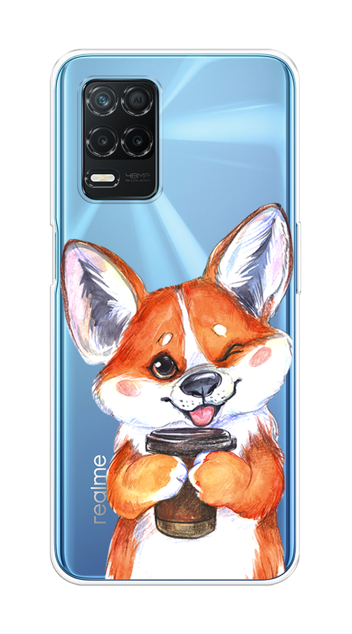 

Чехол на Realme 8 5G "Корги с кофе", Оранжевый;белый, 257050-4