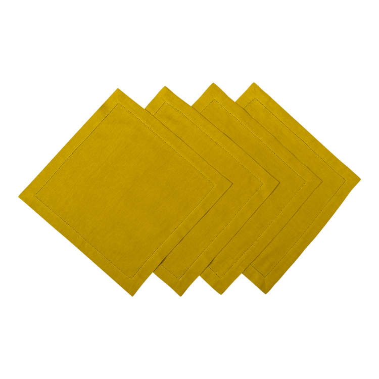 фото Комплект салфеток столовых bellehome mustard, 4 шт, 45х45, лен