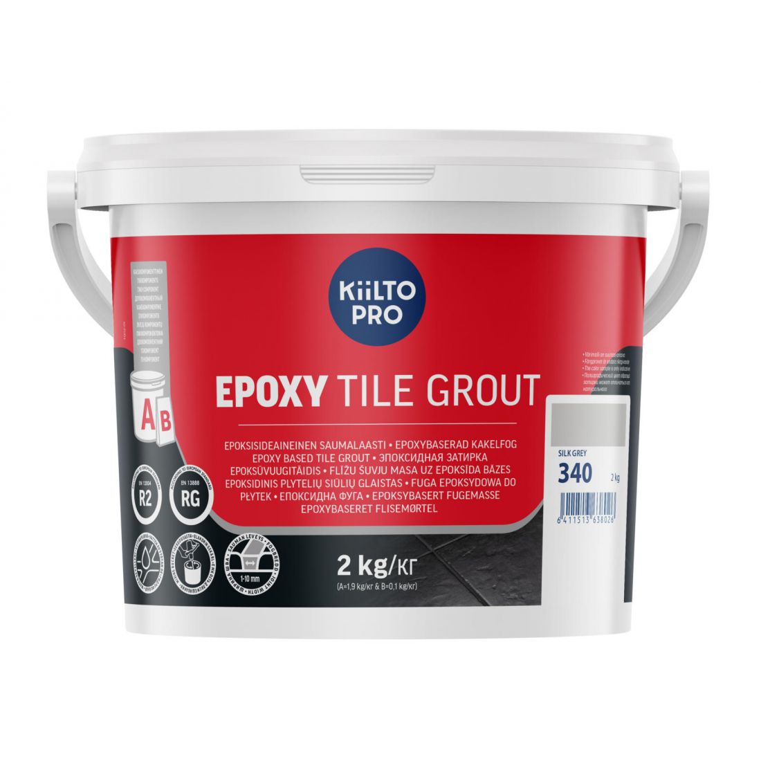 фото Эпоксидная затирка kiilto epoxy tile grout 340 silk grey, цвет: шелковисто-серый,