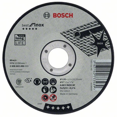 фото Диск отрезной абразивный bosch 125х2,5х22 best for inox (2608603505)