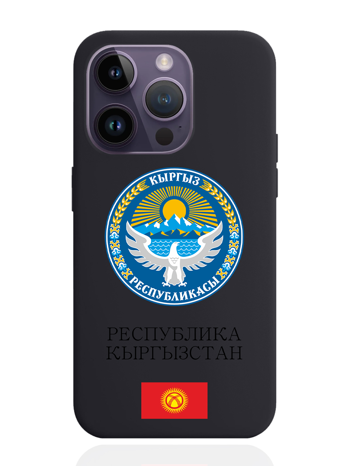 

Чехол SignumCase для iPhone 14 Pro Герб Кыргызстана/Киргизии черный, Разноцветный
