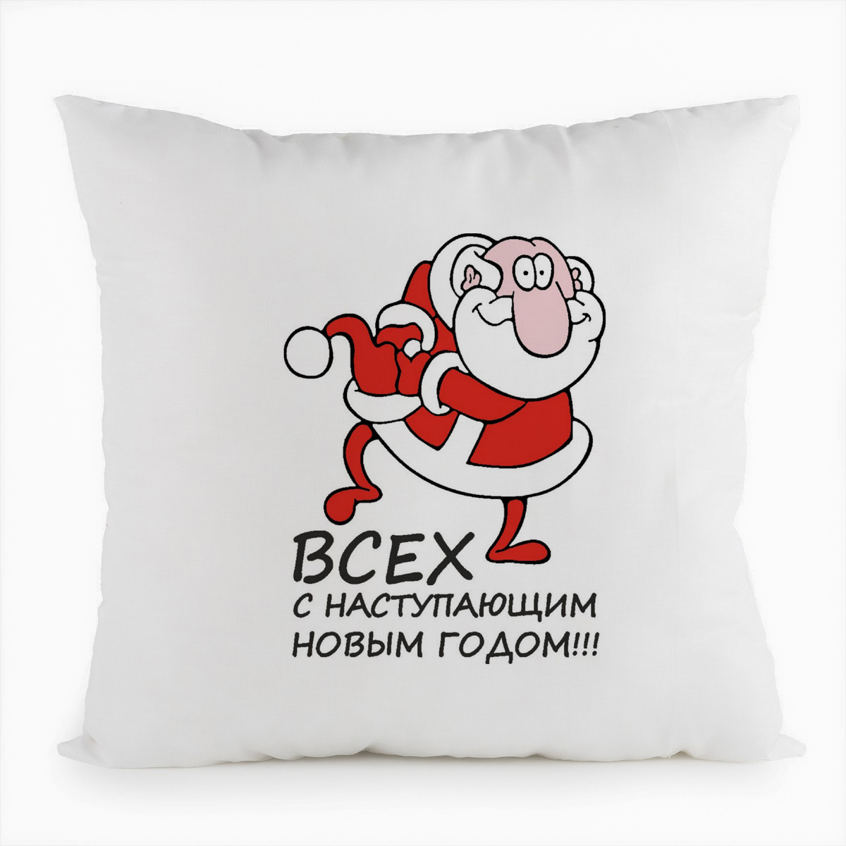 

Подушка белая CoolPodarok Всех с наступающим новым годов (новый год), Белый
