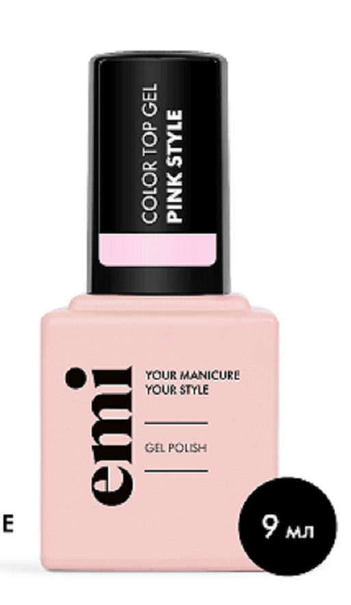 Цветной топ для ногтей E.MiLac Color Top Pink Style 9 мл pink flash увлажняющий блеск для губ