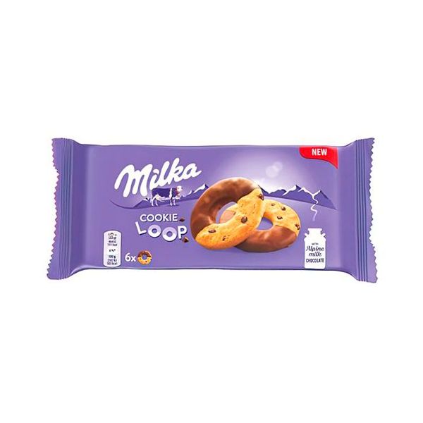 Печенье Milka Cookie Loop песочное глазированное с воздушным рисом и шоколадом 132 г