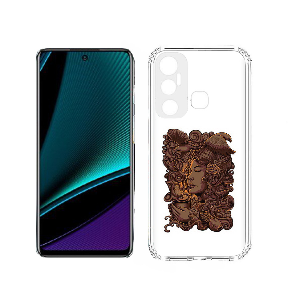 

Чехол MyPads Tocco для Infinix Hot 11s девушка с длинными волосами абстракция, Прозрачный, Tocco