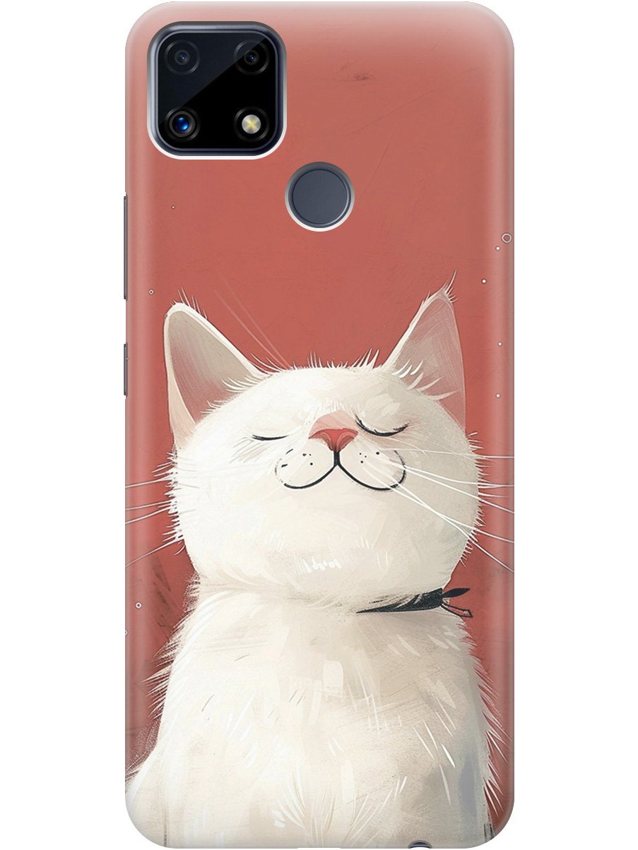 

Силиконовый чехол на Realme C25 / C25S с принтом "Гордый котик", Прозрачный;белый;красный, 732395312