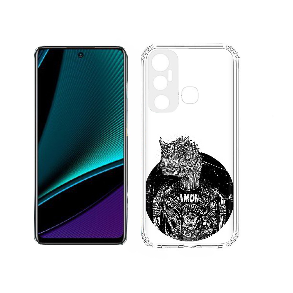 

Чехол MyPads Tocco для Infinix Hot 11s динозавр в куртке, Прозрачный, Tocco