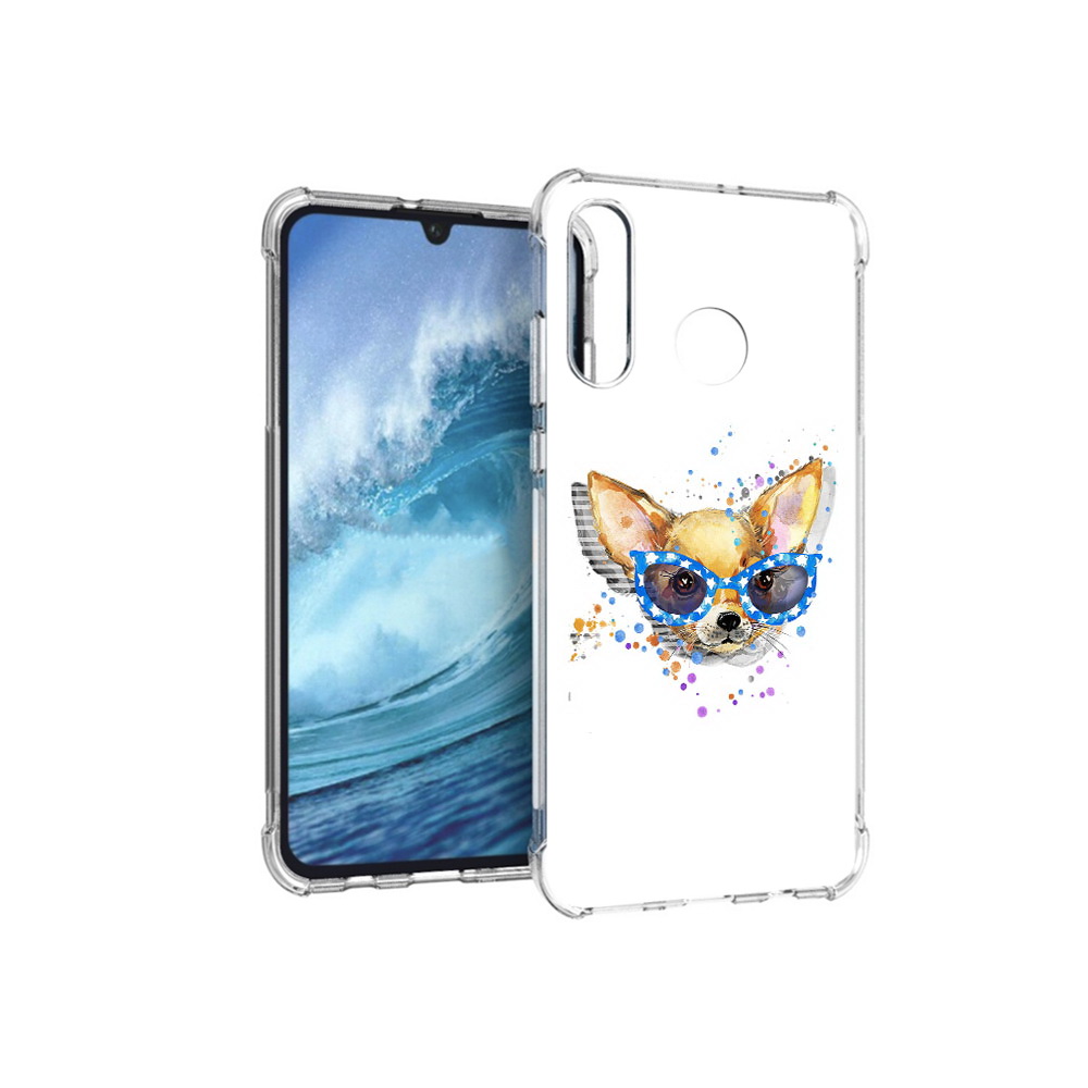 

Чехол MyPads Tocco для Huawei P30 Lite чихуа-хуа в очках, Прозрачный, Tocco