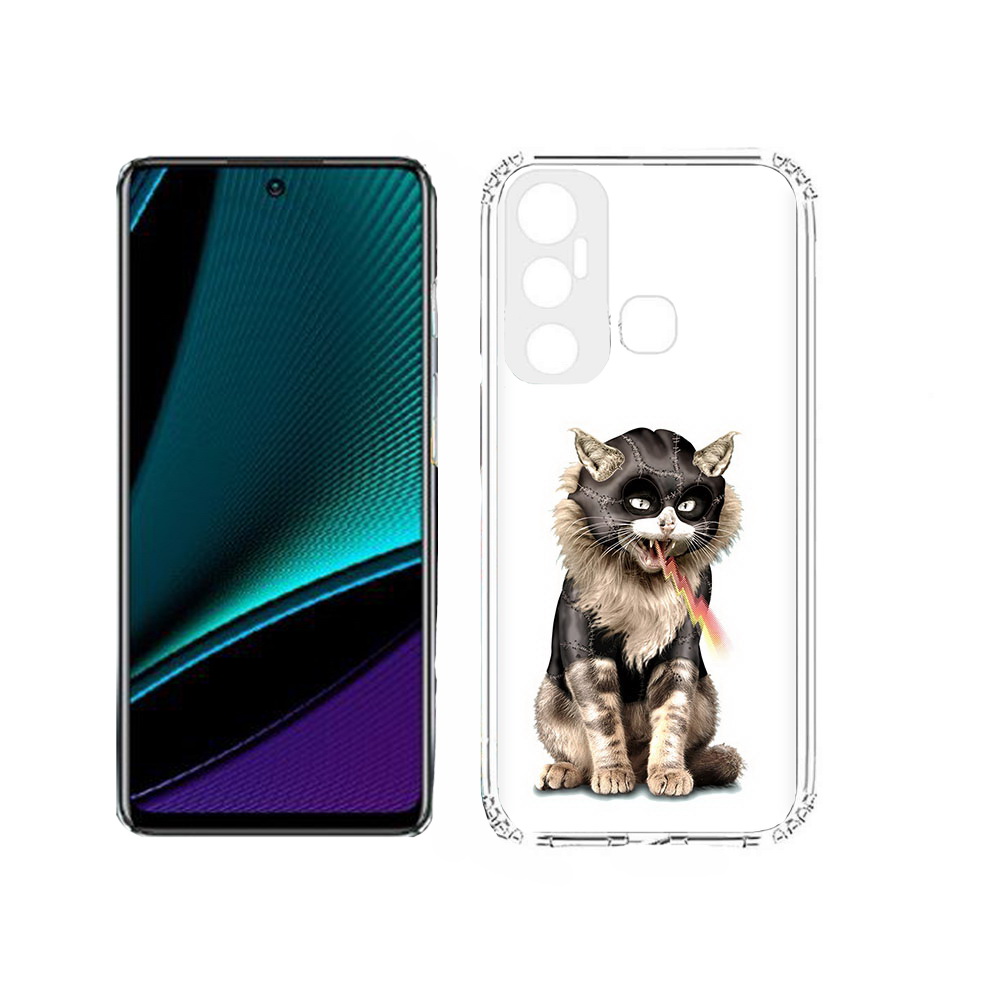 

Чехол MyPads Tocco для Infinix Hot 11s дьяволский кот, Прозрачный, Tocco