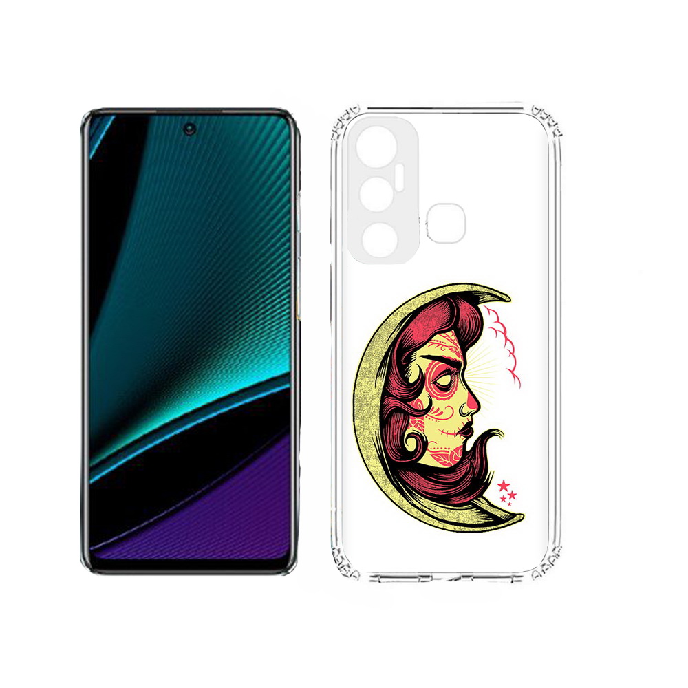 

Чехол MyPads Tocco для Infinix Hot 11s желтый полумесяц с лицом девушки, Прозрачный, Tocco