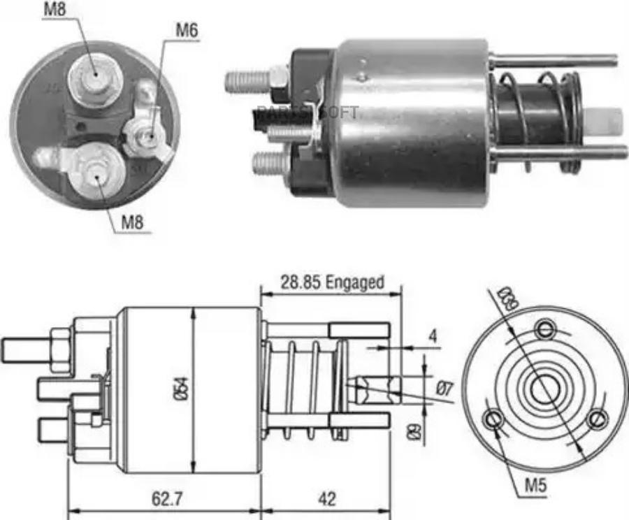 MAGNETI MARELLI '940113050453 Тяговое реле, стартер 1шт