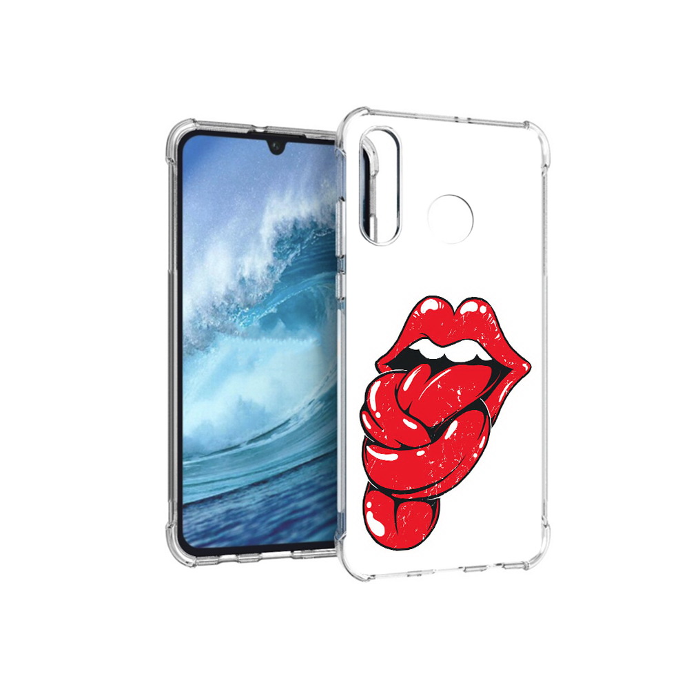 

Чехол MyPads Tocco для Huawei P30 Lite яркие губы с языком, Прозрачный, Tocco
