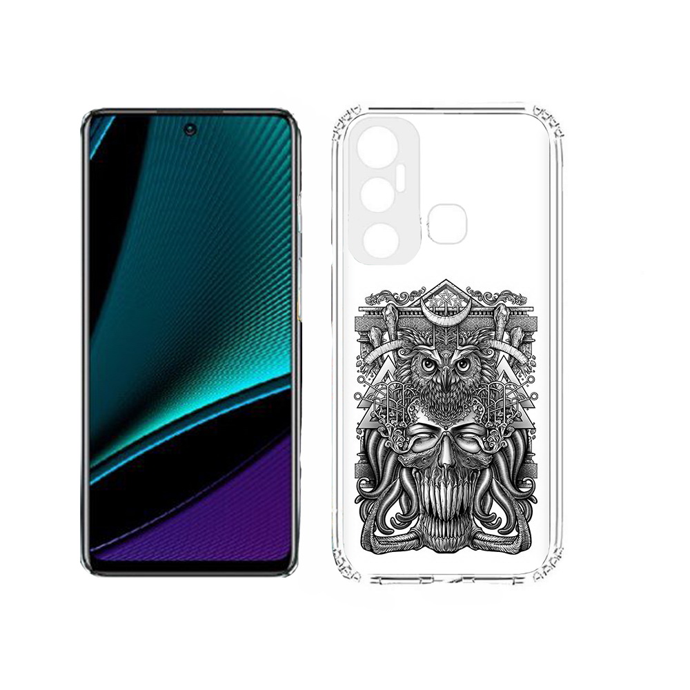 

Чехол MyPads Tocco для Infinix Hot 11s зубастая сова, Прозрачный, Tocco