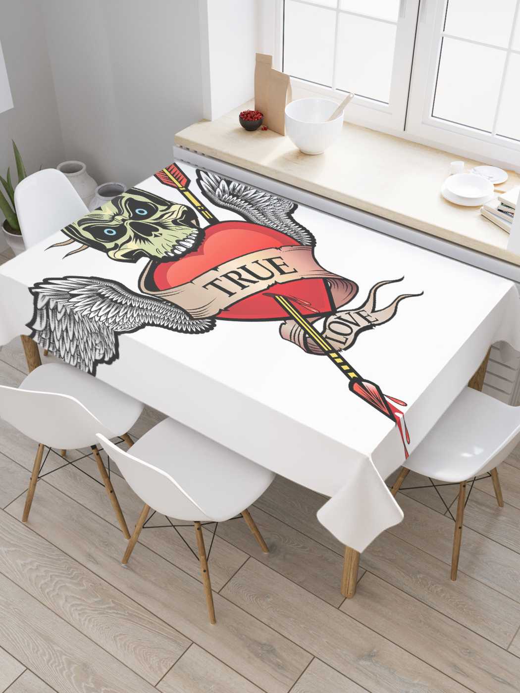 

Скатерть прямоугольная JoyArty "Стрела сердца" из сатена, 180x145 см, Белый, Стрела сердца