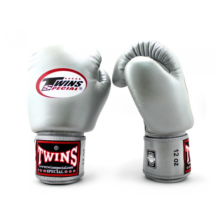 Боксерские перчатки TWINS bgvl3 серебряные, 12 унций