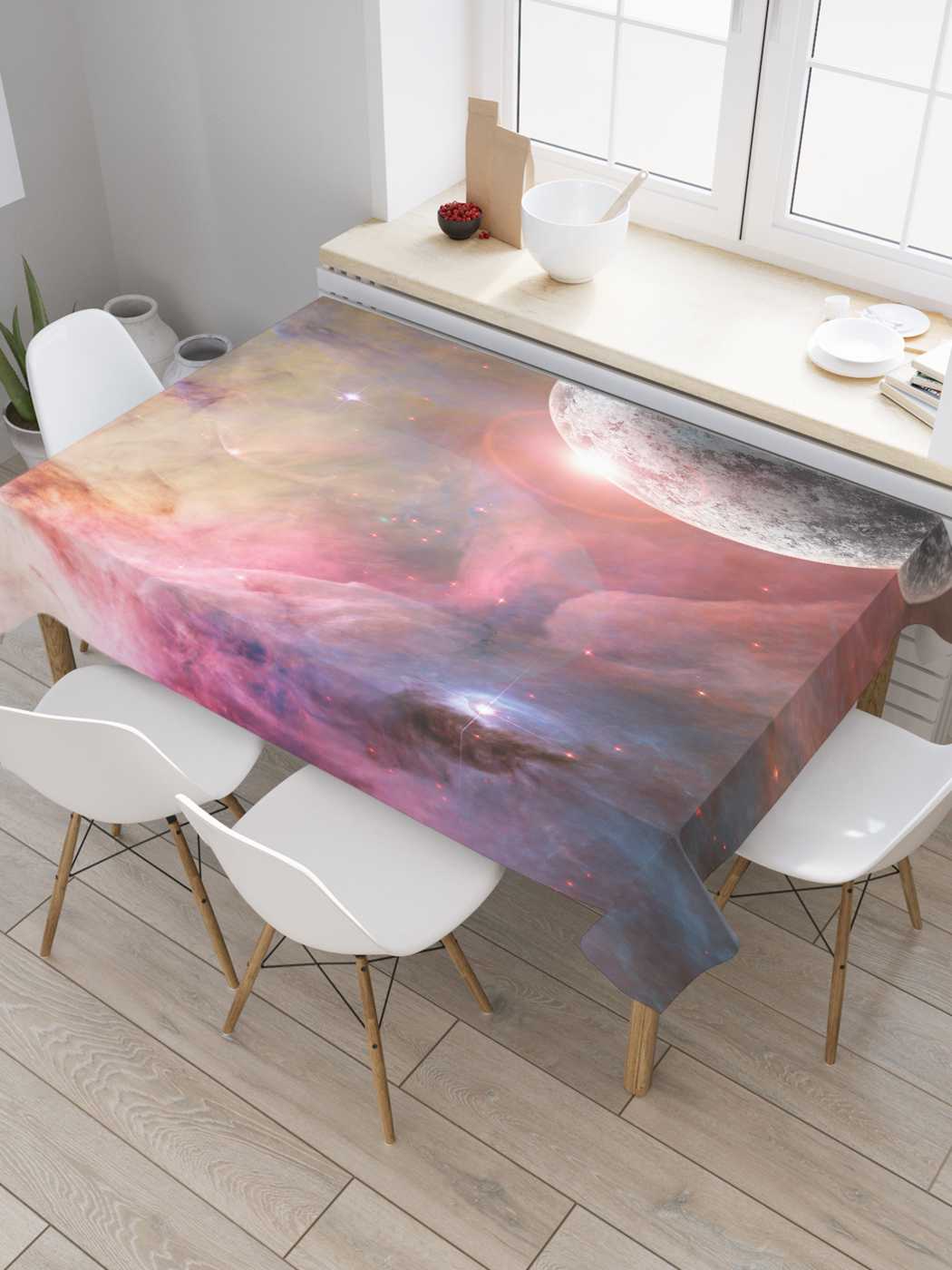 

Скатерть прямоугольная JoyArty "Туманная планета" из сатена, 180x145 см, Фиолетовый, Туманная планета