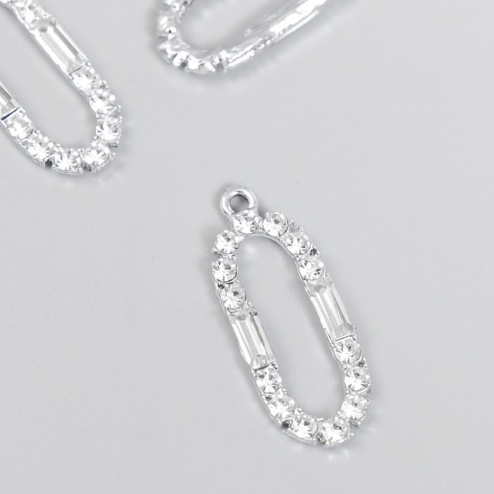 

Декор для творчества металл, стразы "Вытянутый овал" серебро 3,1х1,2 см, Серебристый