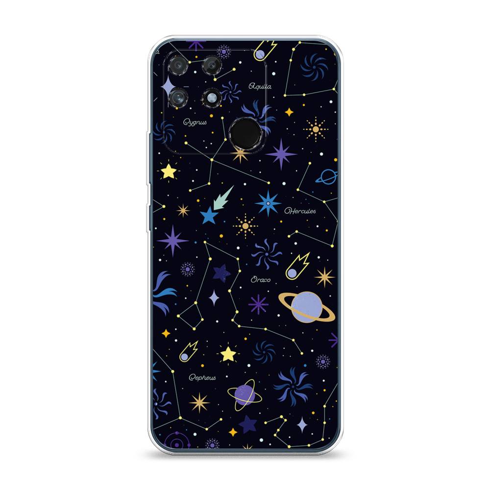 

Чехол на Realme Narzo 50A "Цветной космос", Желтый, 258450-2