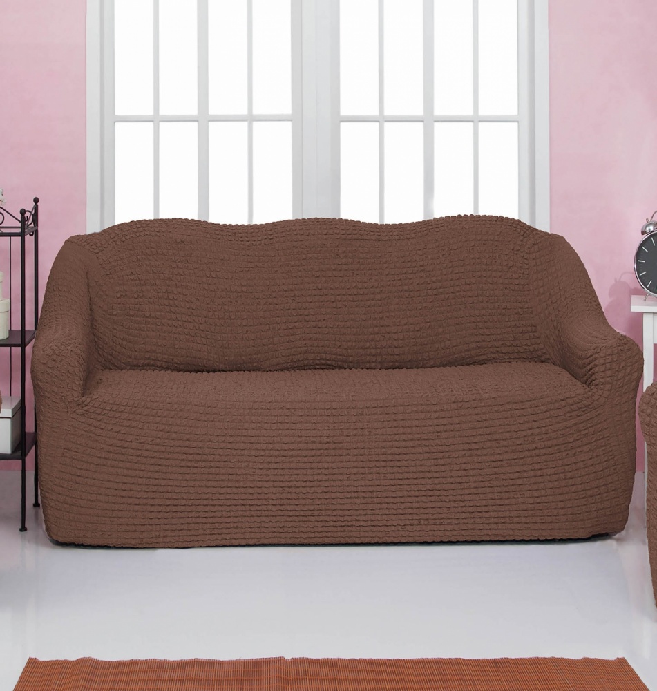 фото Чехол на трехместный диван без оборки concordia, цвет коричневый