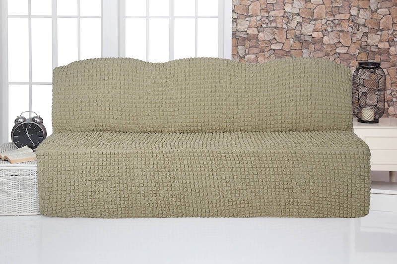 фото Чехол на трехместный диван без подлокотников и оборки venera, цвет светло-бежевый