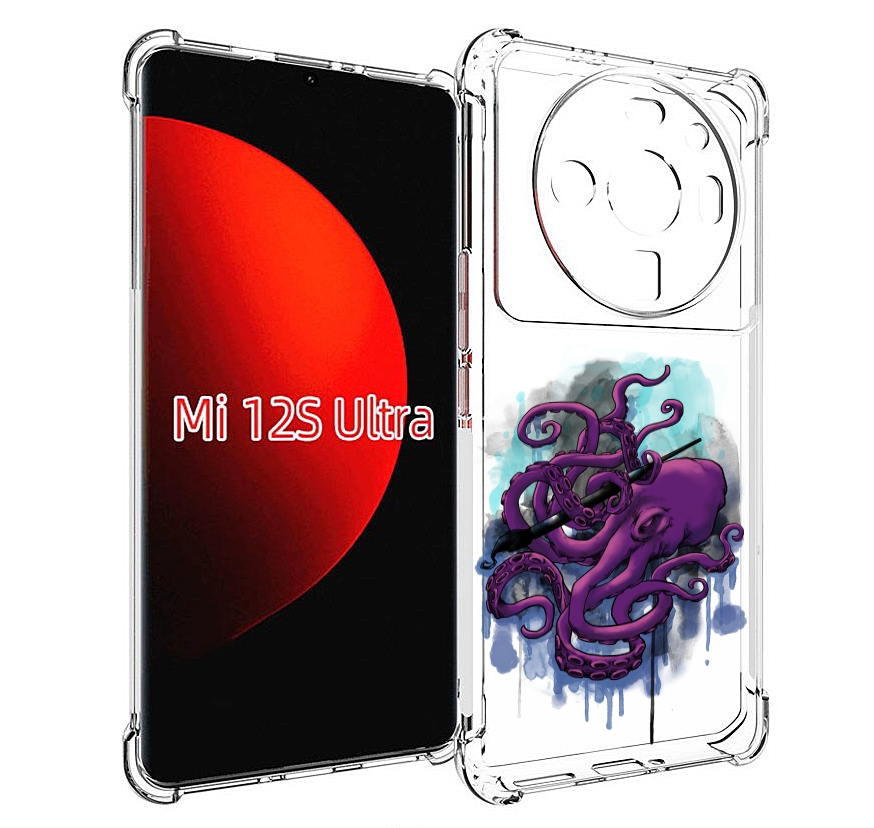 

Чехол MyPads фиолетовый осьминог для Xiaomi 12S Ultra, Прозрачный, Tocco