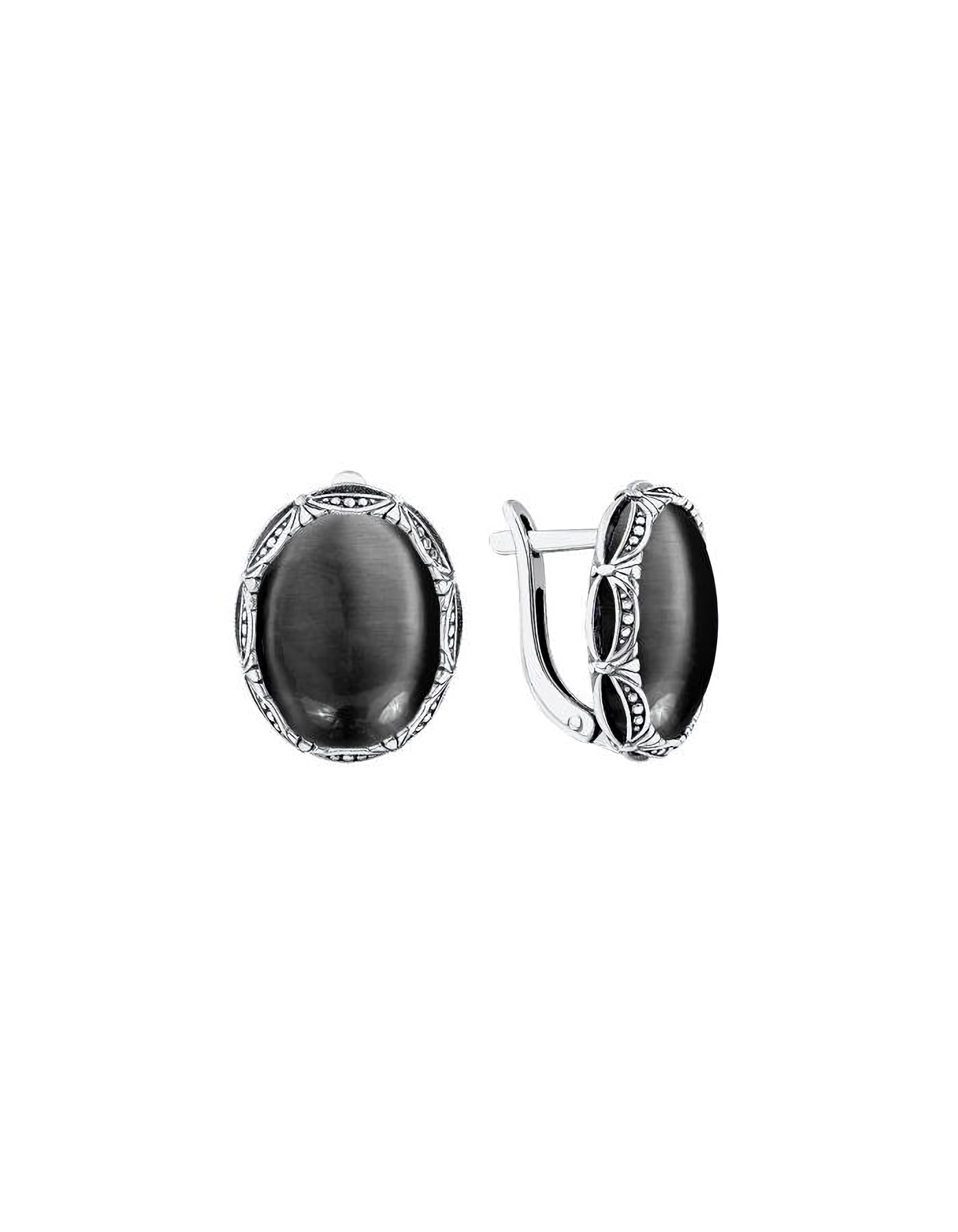 

Серьги из серебра TEO MAORI 82340265142-21, кошачий глаз искусственный, 82340265142-21