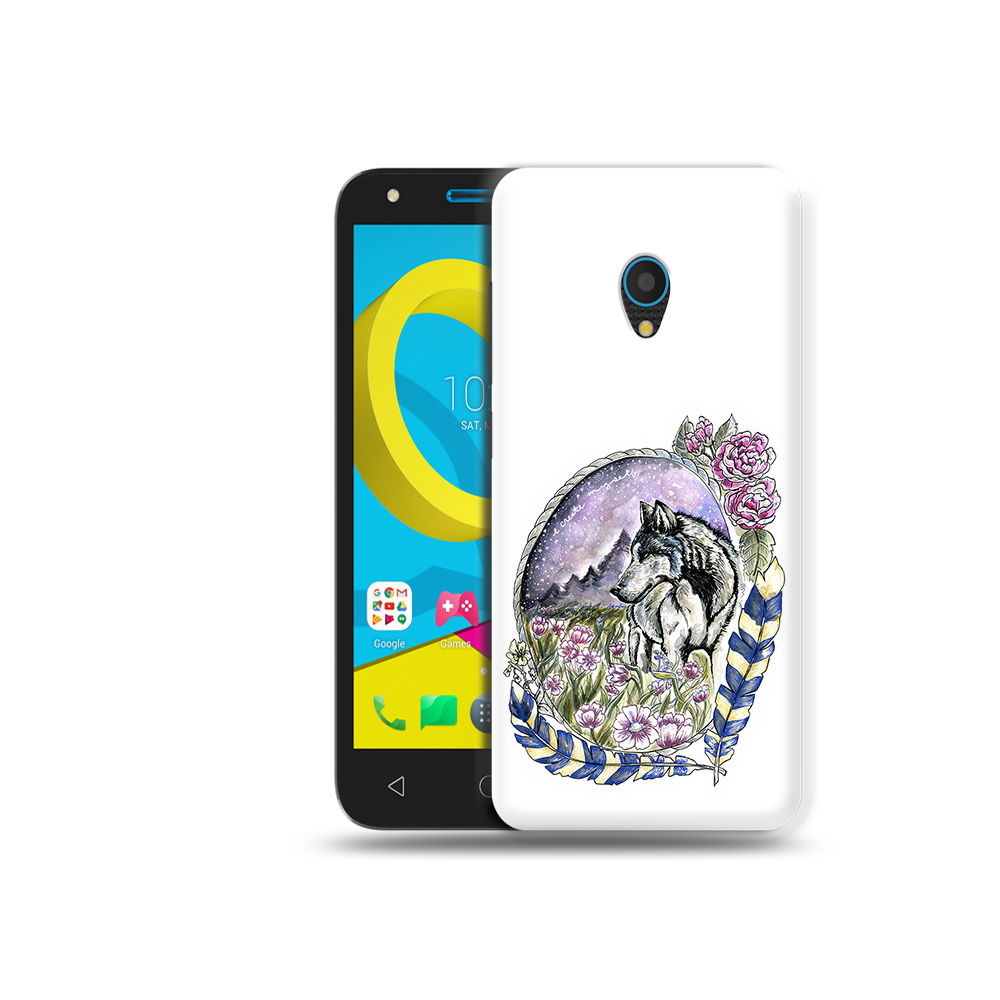 

Чехол MyPads Tocco для Alcatel U5 5047D нарисованный волк в цветах с перьями, Tocco
