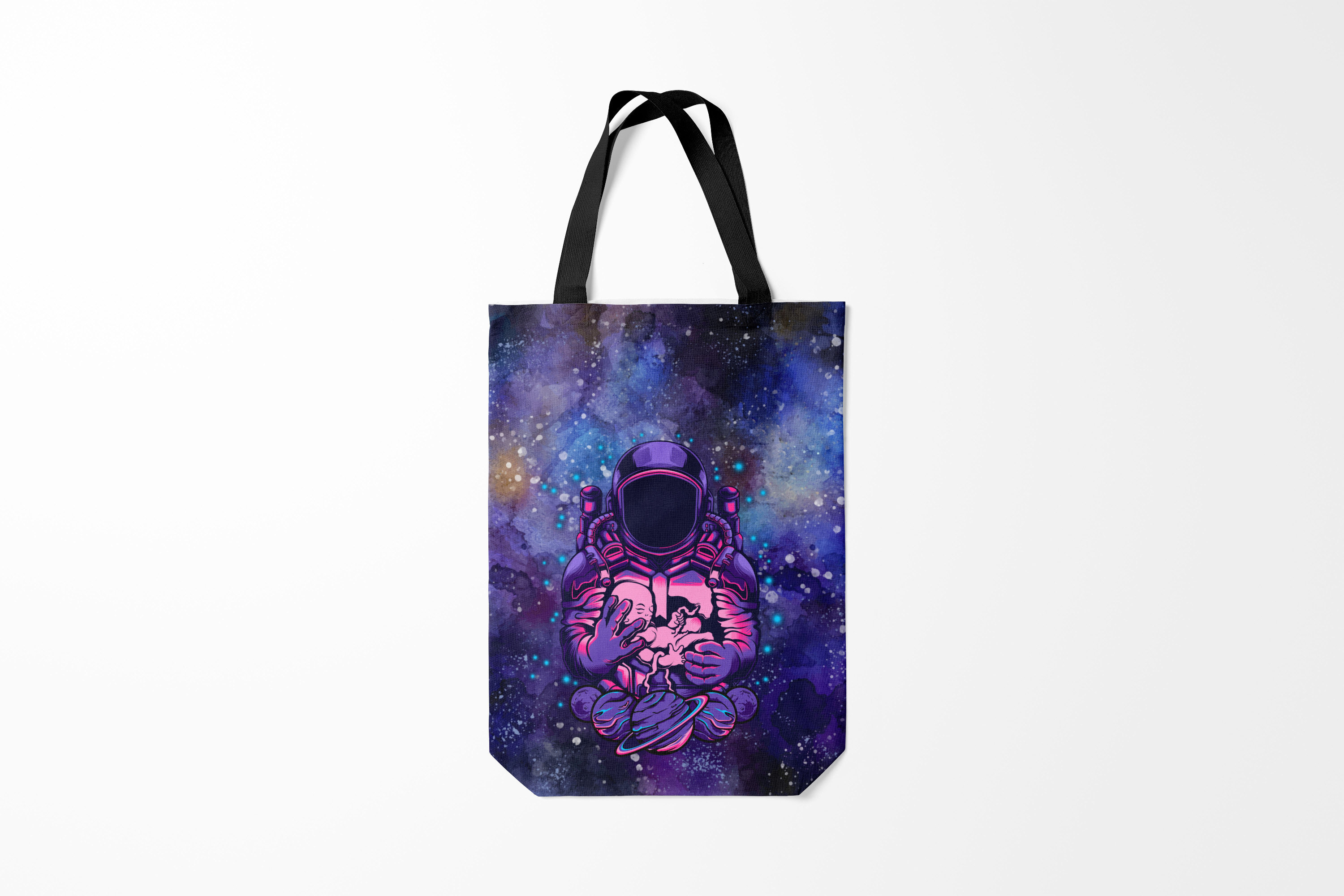 

Сумка шoппер унисекс Burnettie День космонавтики Baby space, синий, День космонавтики Baby space