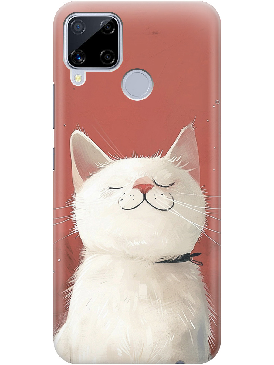

Силиконовый чехол на realme C15 / C25 с принтом "Гордый котик", Прозрачный;белый;красный, 726149812