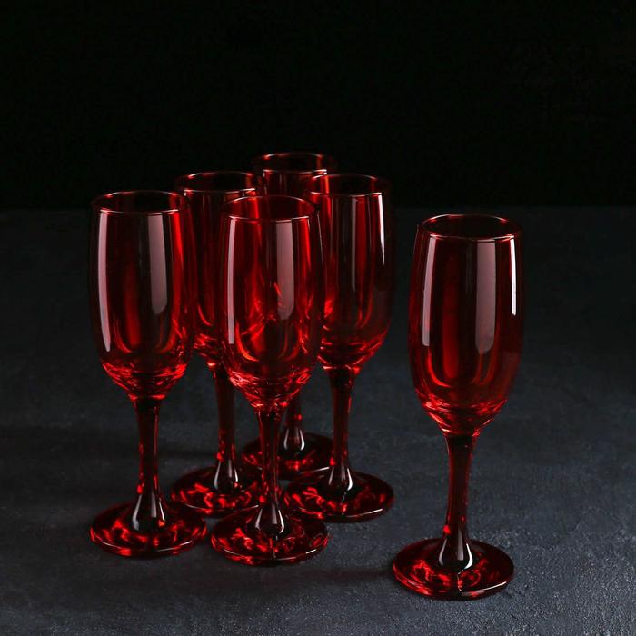 

GiDGLASS Набор бокалов для шампанского «Радуга», 190 мл, 6 шт, цвет рубин, Красный