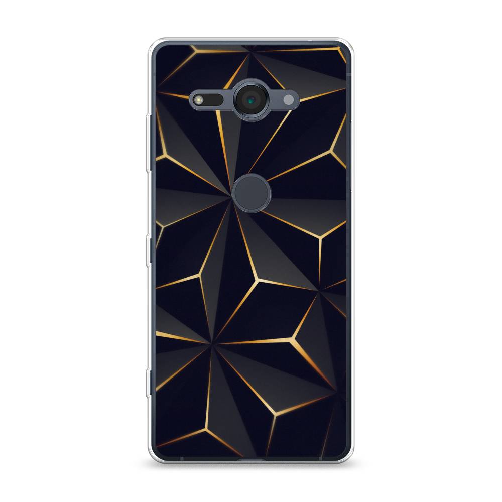 

Чехол на Sony Xperia XZ2 Compact "Черные полигоны", Золотистый;черный, 52950-3