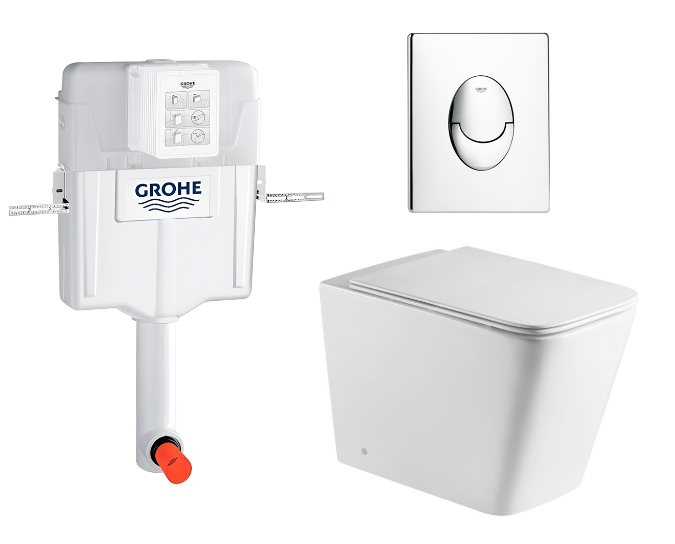 

Комплект: смывной бачок Grohe + унитаз Gelbach + кнопка хром
