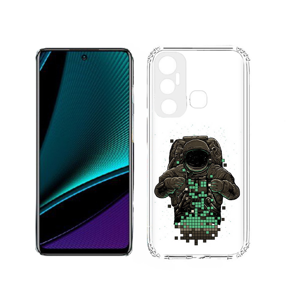 

Чехол MyPads Tocco для Infinix Hot 11s космонавт с пикселями, Прозрачный, Tocco