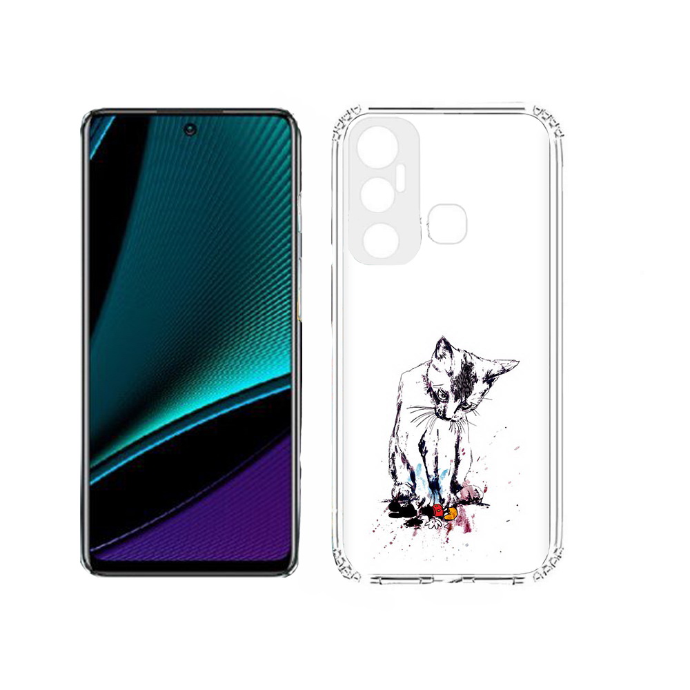 

Чехол MyPads Tocco для Infinix Hot 11s кот и микки, Прозрачный, Tocco