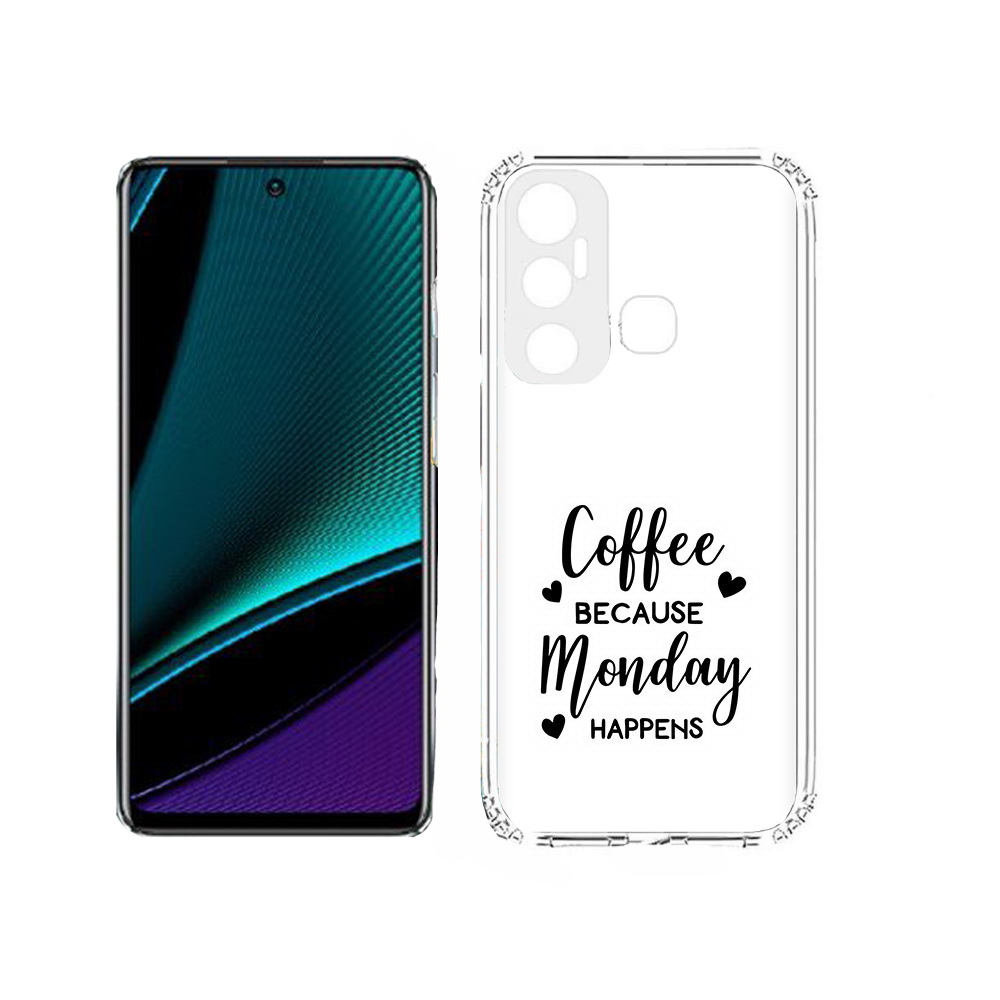 

Чехол MyPads Tocco для Infinix Hot 11s кофе и понедельник стал счастливым, Прозрачный, Tocco