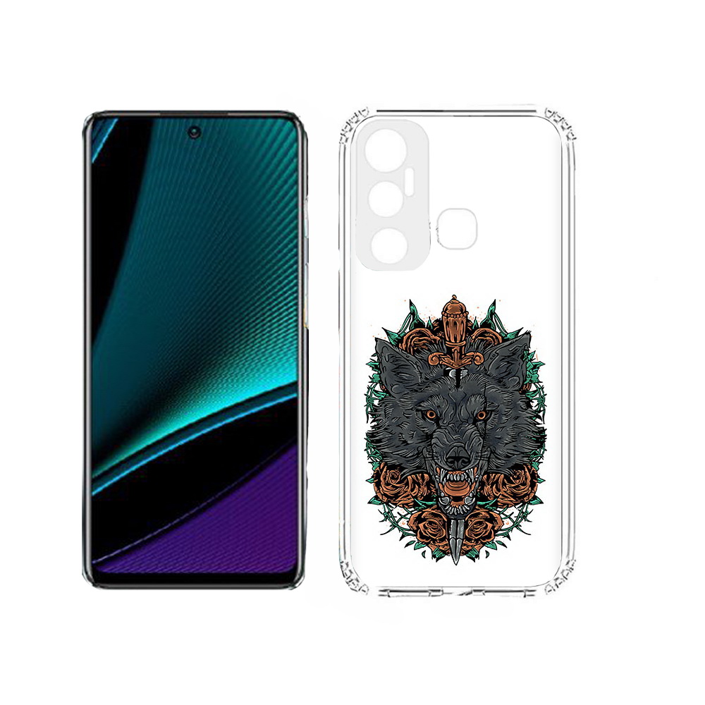 

Чехол MyPads Tocco для Infinix Hot 11s красивый злой волк, Прозрачный, Tocco
