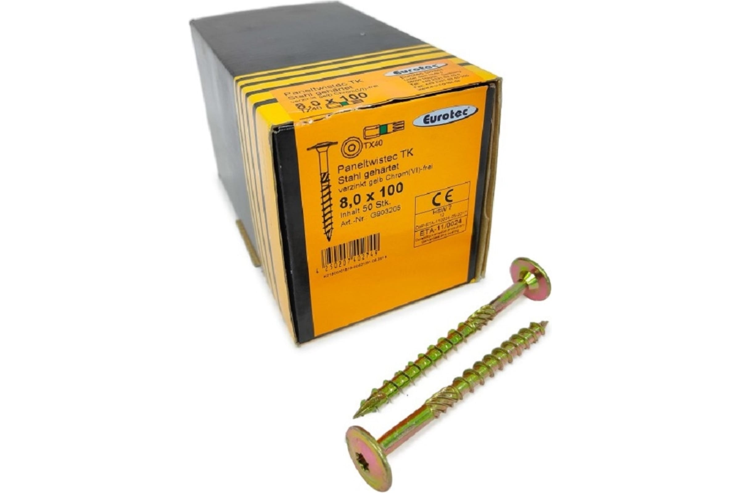 

Eurotec Саморезы конструкционные Paneltwistec TK 8.0x100/80/10 TX40 (Тарелка, 50шт) арт.G9