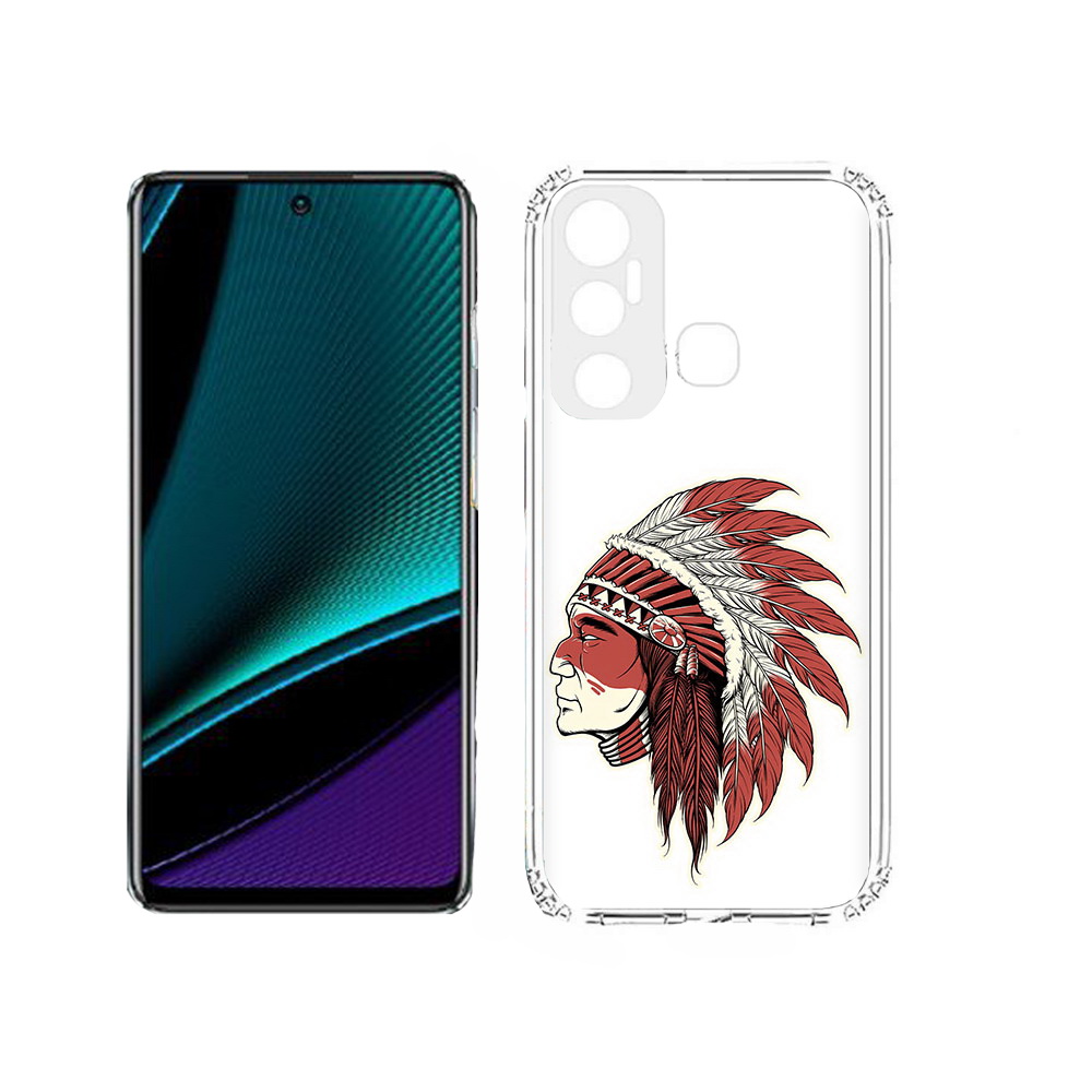 

Чехол MyPads Tocco для Infinix Hot 11s красный индеец, Прозрачный, Tocco
