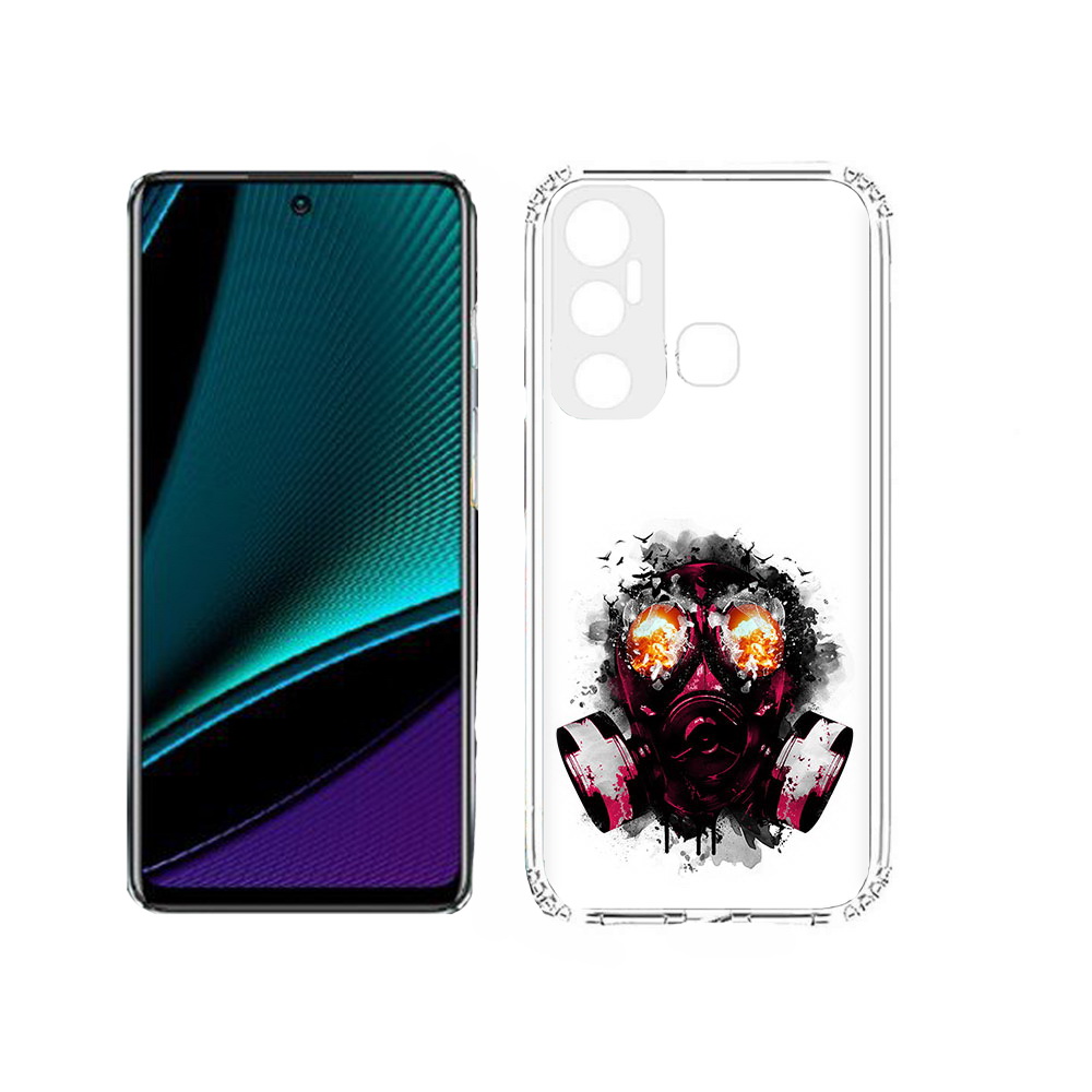 

Чехол MyPads Tocco для Infinix Hot 11s красный противогаз, Прозрачный, Tocco