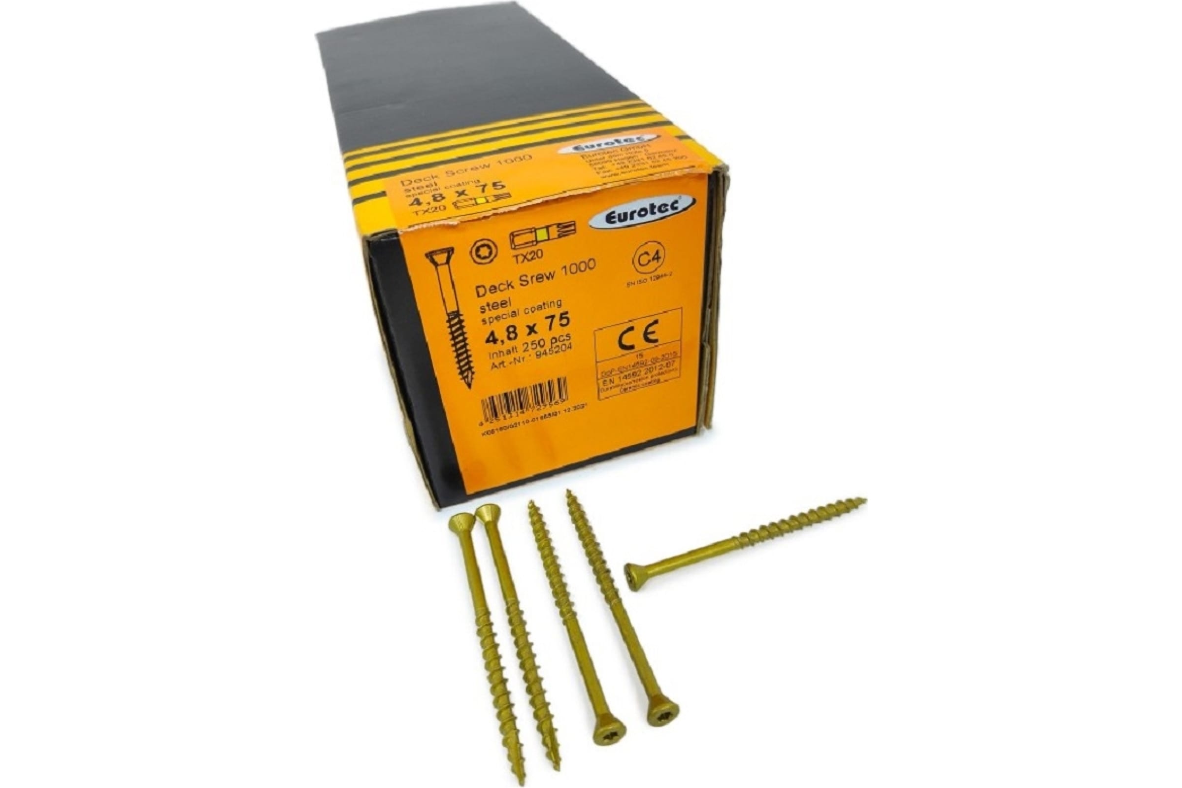 

Eurotec Саморезы Deck Srew 1000 4.8x75 TX20 (Потай, 250шт) арт.945204
