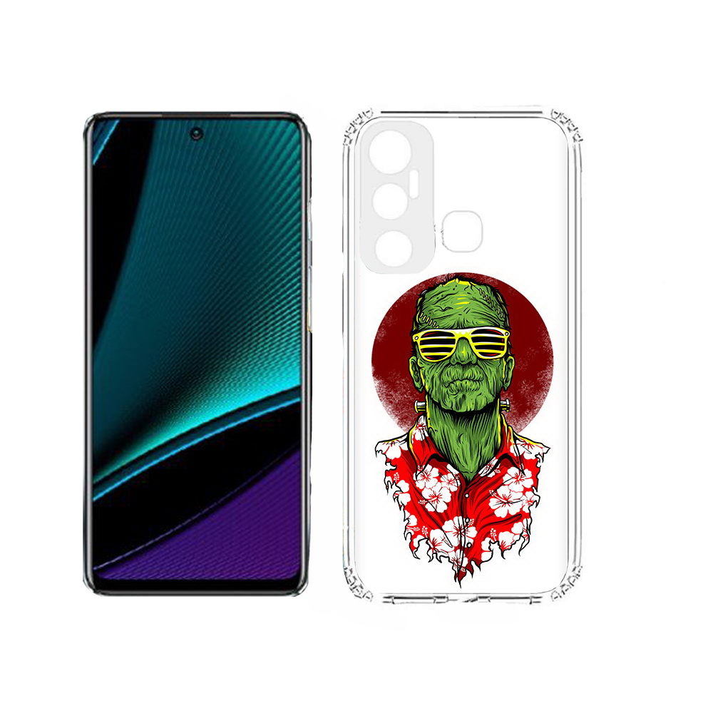 

Чехол MyPads Tocco для Infinix Hot 11s крутой зеленый мужчина в очках, Прозрачный, Tocco