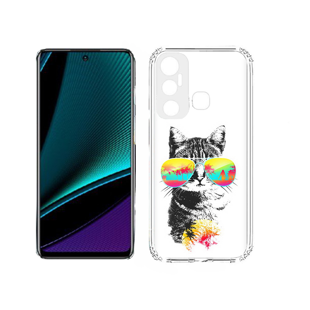 

Чехол MyPads Tocco для Infinix Hot 11s крутой кот, Прозрачный, Tocco