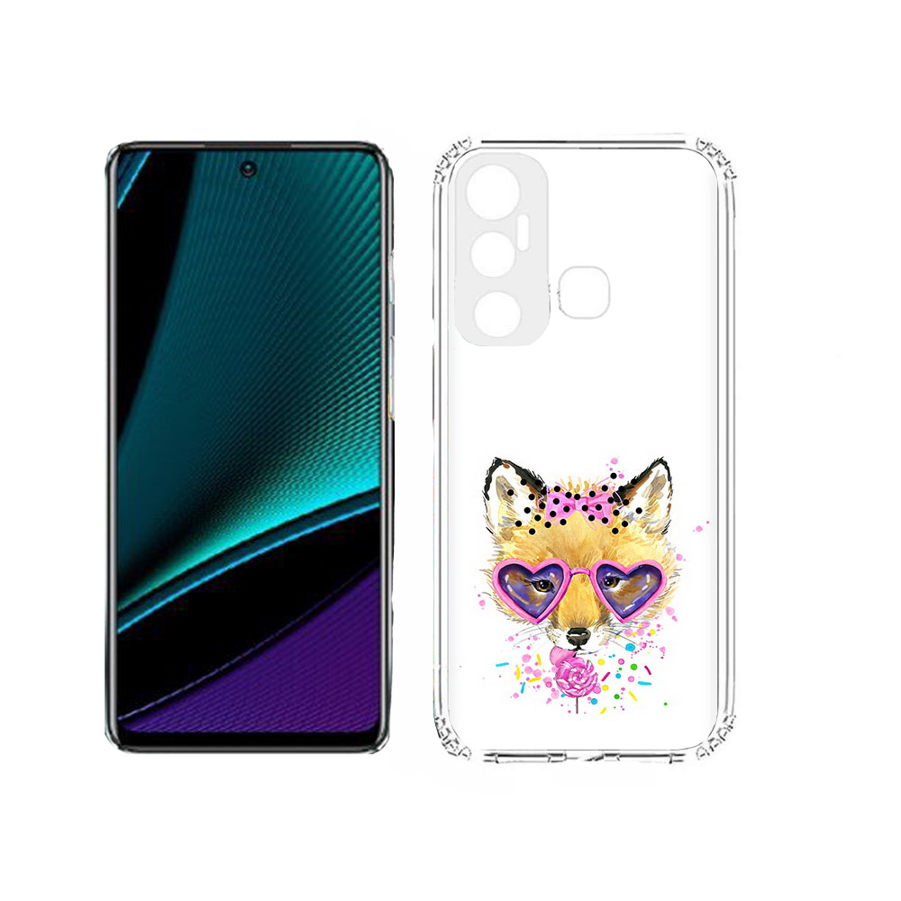 

Чехол MyPads Tocco для Infinix Hot 11s лисенок с бантиком, Прозрачный, Tocco