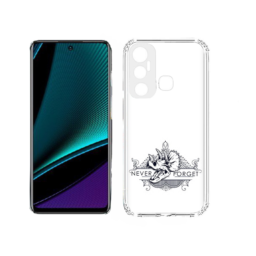 

Чехол MyPads Tocco для Infinix Hot 11s логотип носорога никогда не забуду, Прозрачный, Tocco