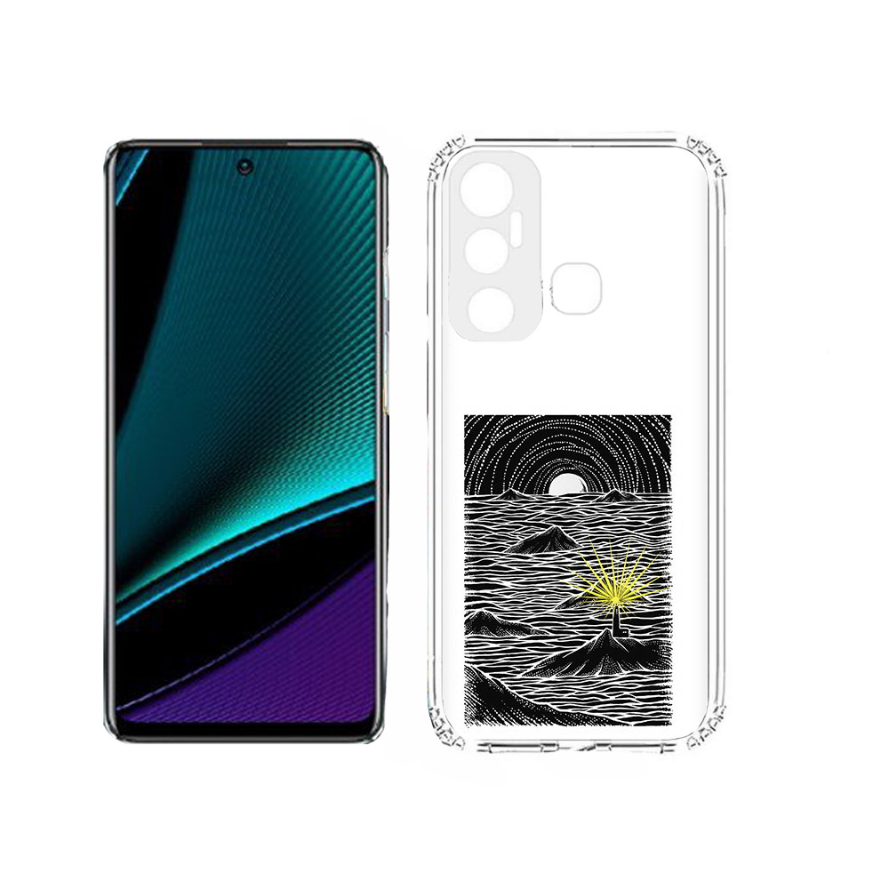 

Чехол MyPads Tocco для Infinix Hot 11s маяк в черно белом море, Прозрачный, Tocco