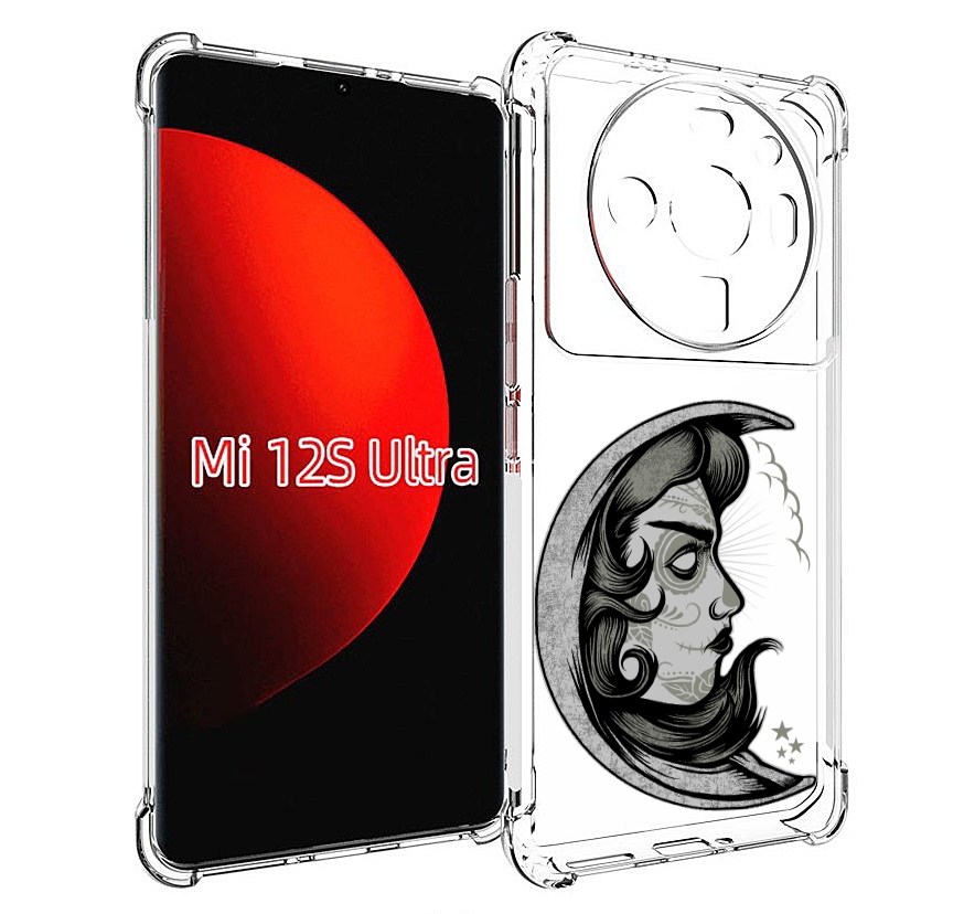 

Чехол MyPads черно белая луна с лицом для Xiaomi 12S Ultra, Прозрачный, Tocco