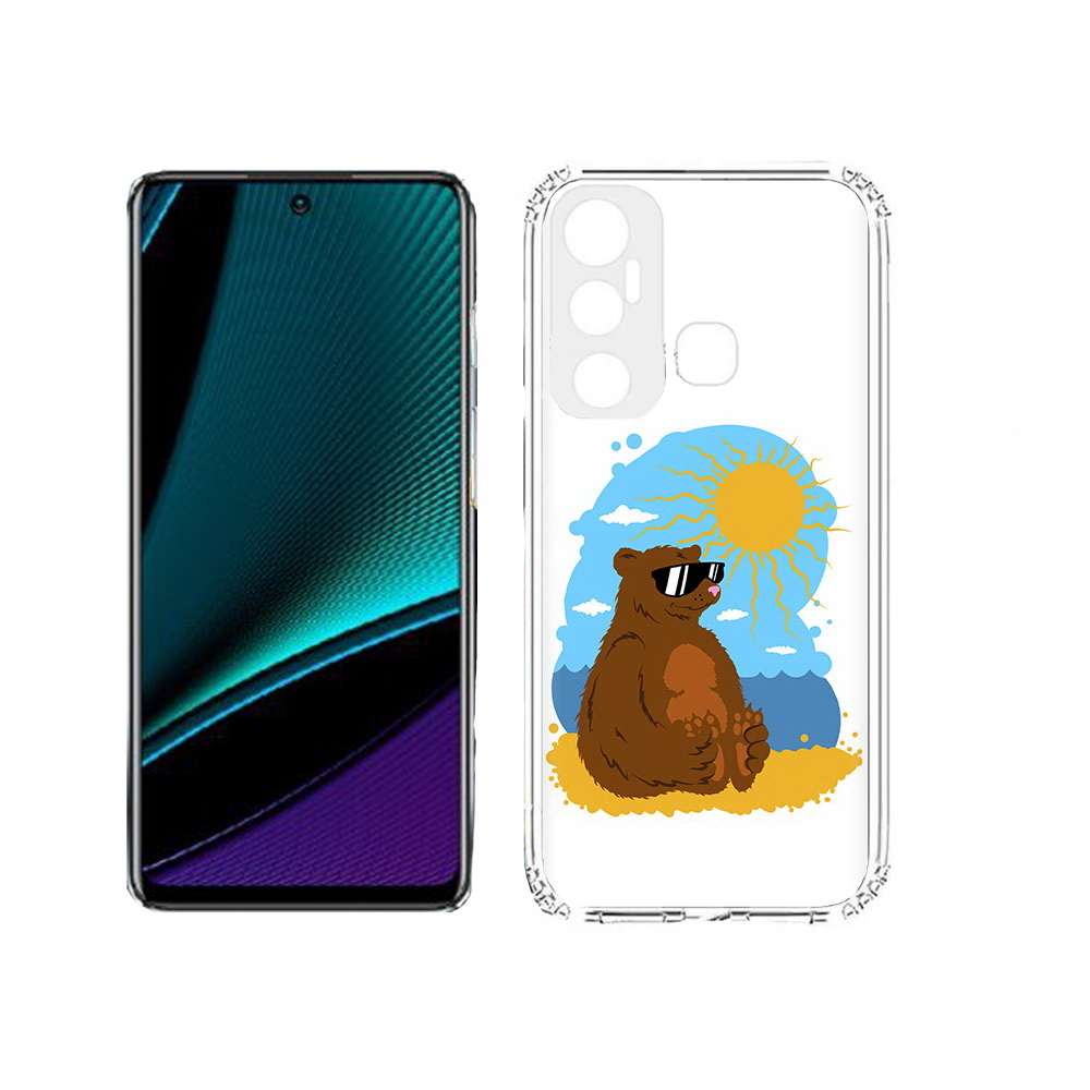 

Чехол MyPads Tocco для Infinix Hot 11s медведь на чиле, Прозрачный, Tocco