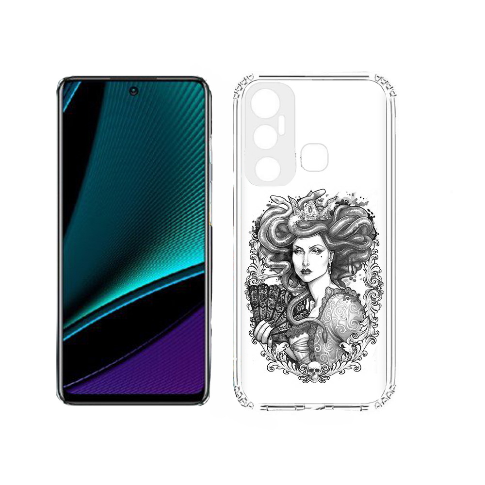 

Чехол MyPads Tocco для Infinix Hot 11s медуза черно белый, Прозрачный, Tocco